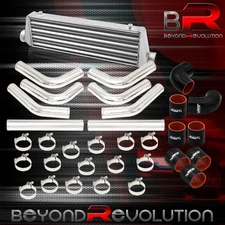 Universal 27"x7" FMIC Intercooler 2.5" Elbow Piping Kit + Couplers Clamps Chrome