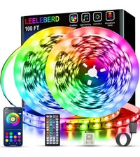 100ft Led Strip Lights RGB Music Sync Color Changing 100ft, Multicolor Leeleberd
