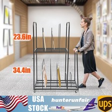 Black Painting Drying Rack Art Storage Rack Display Stand w/ 4 Universal Wheels