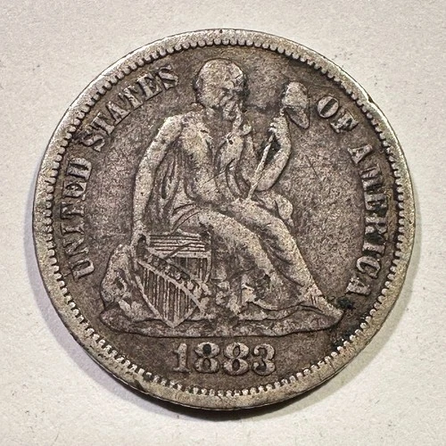 1883 Seated Liberty Dime Silver Better Grade Reverse Scratch Album Coin