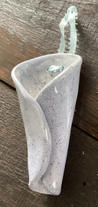 OOAK Art Pottery Wall Pocket Ceramic Vase 4” Blue Jean speckle Wall Hanging    J