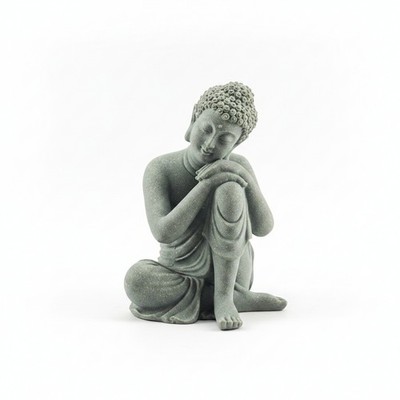 Sitzende Buddhafigur matte Oberfläche Wohndeko Sandstein-Look für Schreibtisch