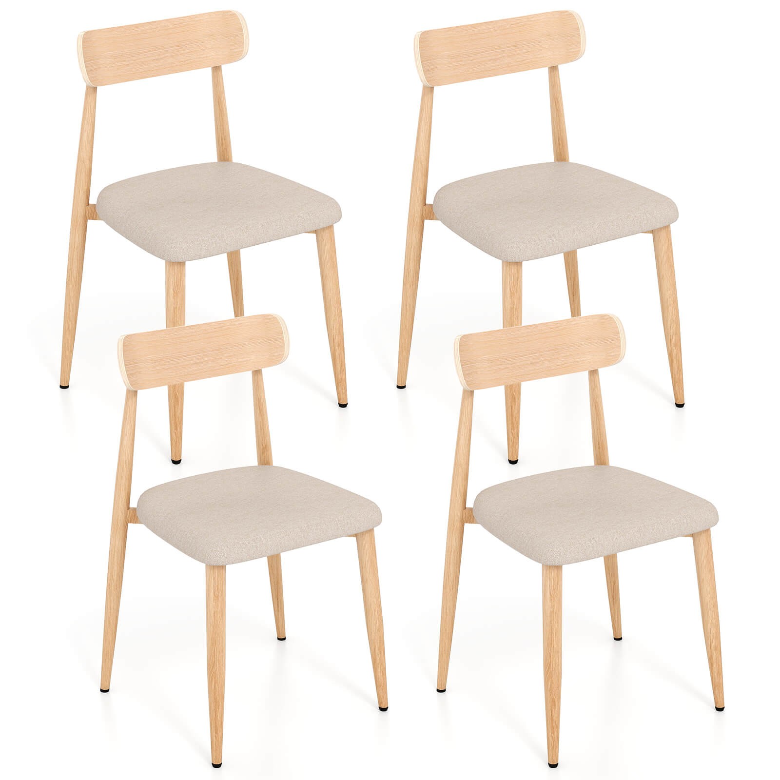 S Set Of 4 W/wood-like Metal Legs, Padded Seat