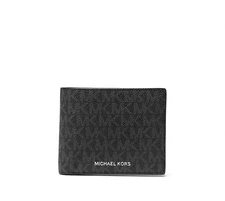 Michael Kors Men's Cooper Logo Billfold Wallet With Coin Pouch Black MK $158