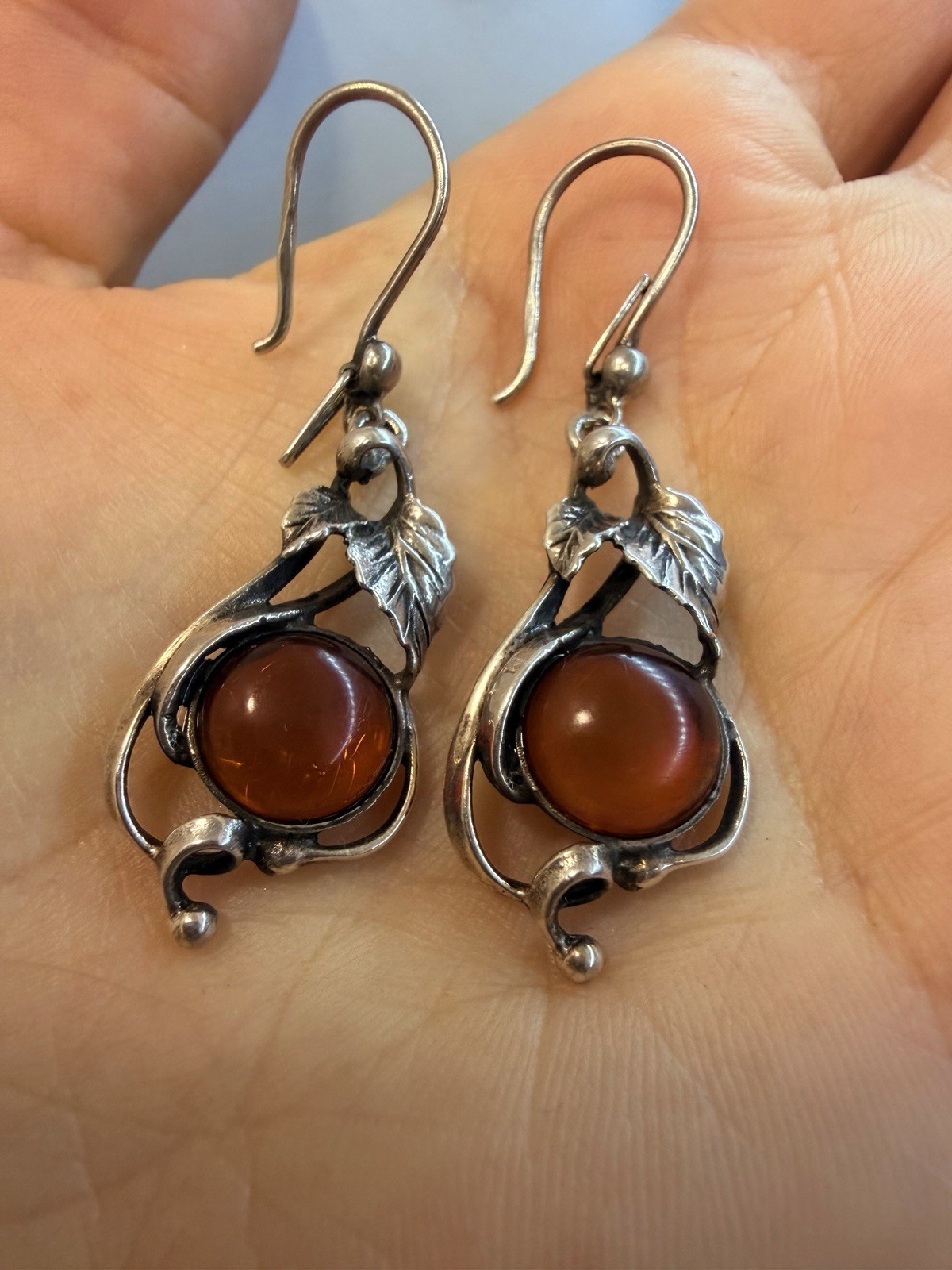 New Sterling silver amber earrings image 2