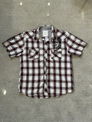 Route 66 Mens Multicolor Lion Plaid Button Down Shirt Sz XL  Short Sleeve Cotton