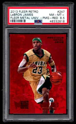 LEBRON JAMES 2013 FLEER RETRO PRECIOUS METAL GEMS RED /150 PSA 8.5 CARD #247
