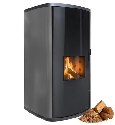 FUEGO Kombi Kaminofen Modular Hybrid Holz Pellet wasserführend Schiefer 20-34 kW