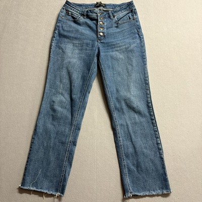 Sound Style Jeans Womens Size 6 Blue Denim Button Fly Raw Hem Straight Leg