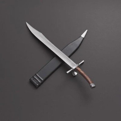 Handmade Medieval Short Sword - Hunting Dagger with Wood Handle & Scabbard