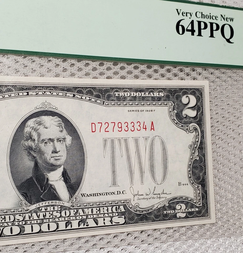 1928 F $2 United States Note Legal Tender Red Seal PCGS UNC 64PPQ - Image 2 of 4