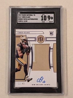 2022 Panini National Treasures Purple Chris Olave Patch Auto RPA /49 #167 SGC 9