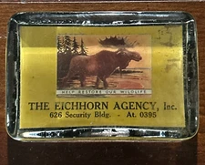 Vtg Moose paper weight The Eichhorn Agency Minn Mn