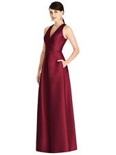 Alfred Sung 747...Sleeveless Open-Back Pleated Skirt Dress....Burgundy...Sz 4