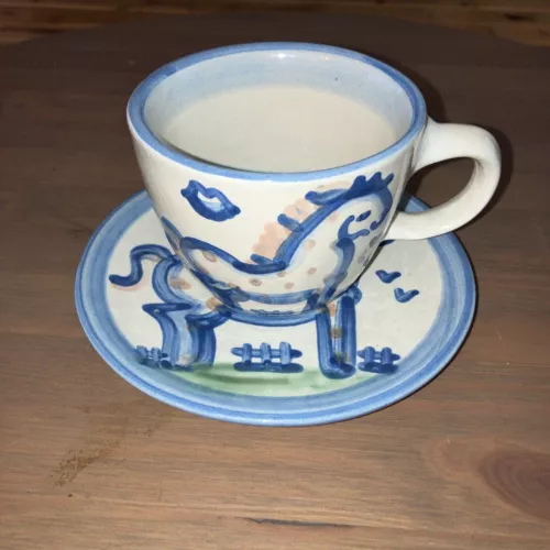 M A Hadley Horse Theme Mug and Saucer Hand Painted Excellent Condition Signed