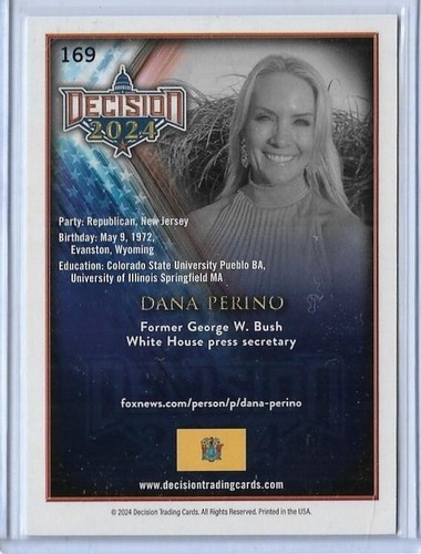 TOLLE SELTENE ENTSCHEIDUNG 2024 ~ DANA PERINO "BLAUER WAHLTAG" KARTE #169 ~ 2/2 - Bild 2 von 2