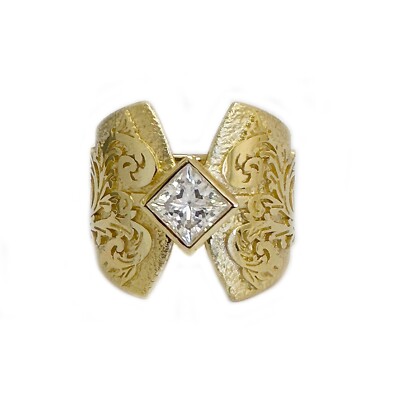 14K SOLID YELLOW GOLD PRINCESS CUT F1 MOISSANITE ENGAGEMENT RING SOLITAIRE 1.00