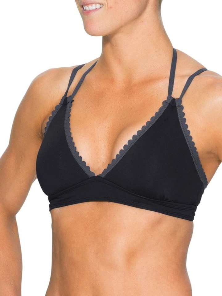 Top de bikini de vieira Athleta Roca Chica talla pequeña 983887 tie dye negro blanco Foto 2 de 4