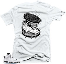 Shirt To Match Jordan 6 Retro Reverse Oreo-Cookies Gray. White Tees