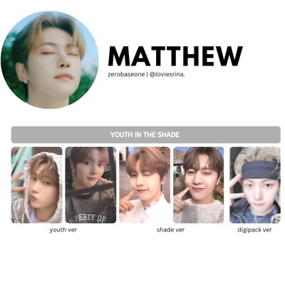 ZB1 メテュ マシュー youth in shade トレカ ZB1 メテュ マシュー youth in shade トレカ ZEROBASEONE ZB1