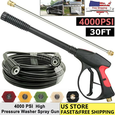 #ad High Pressure 4000PSI Car Power Washer Gun Spray Wand Lance Nozzle and Hose Kit $28.71
