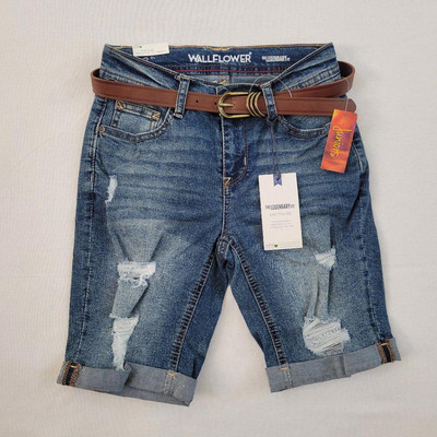 Wallflower The Legendary Fit Bermuda Short Womens Junior 1/25 Blue Belted Modern