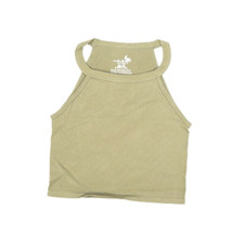 Free People Bella Seamless Rib Cami Tank Cropped Light Willow Green Womens M/L