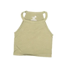 Free People Bella Seamless Rib Cami Tank Cropped Light Willow Green Womens M/L