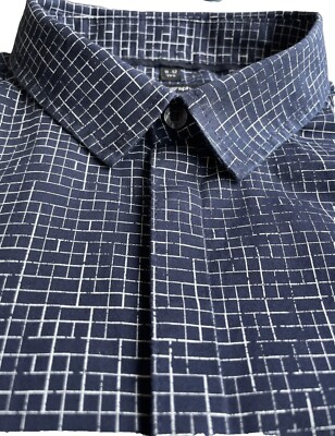 Marks & Spencer Boys Navy print Collared Short Sleeve Shirt 11-12 Yr Pre-Owned. 