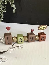 Blossom Bucket Suzi Skoglund ‘Love Deeply” Word Saying Blocks Figurine Decor