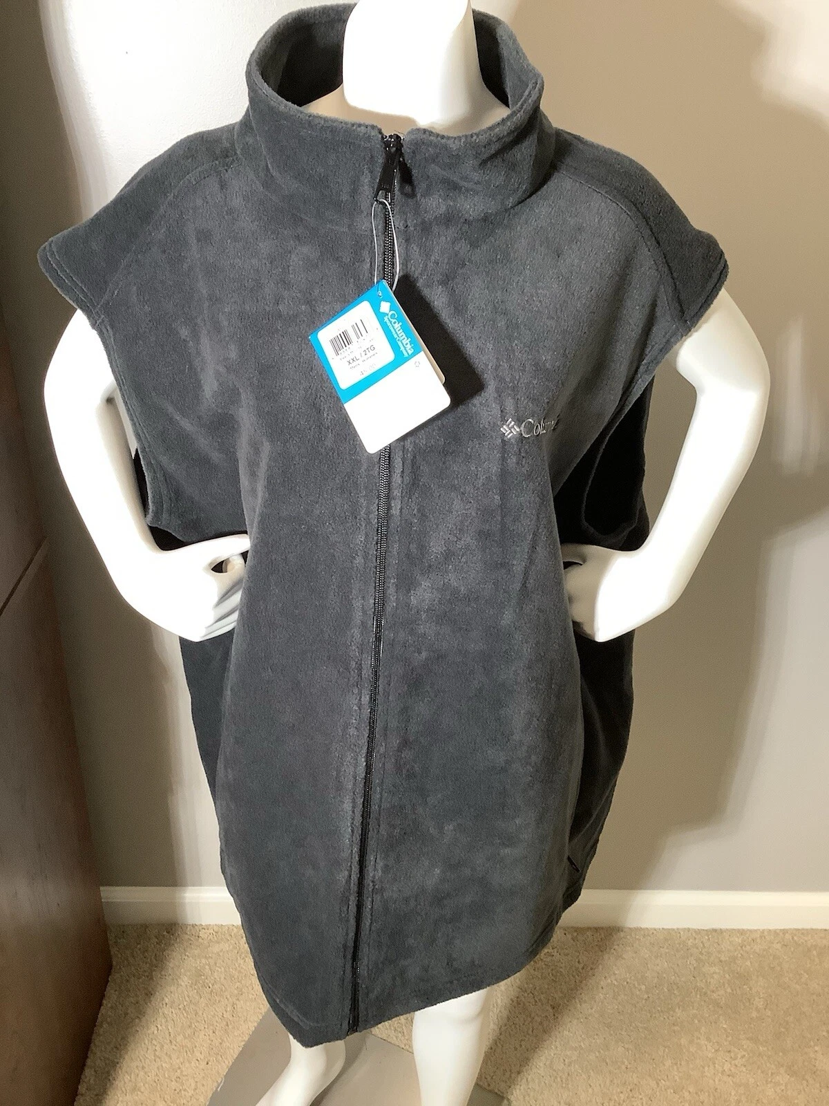 Columbia Sportswear Co Vest Gray Men XXL Full Zip Sleeveless Zip Pockets Outdoor