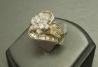Vintage 14K Yellow Gold Finish 2Ct  Round Cut Lab-Created Diamond Cluster Ring