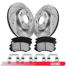 Front Disc Brake Rotors & Ceramic Brakes Pads Kit for 2010 2011 Kia Soul 2.0L