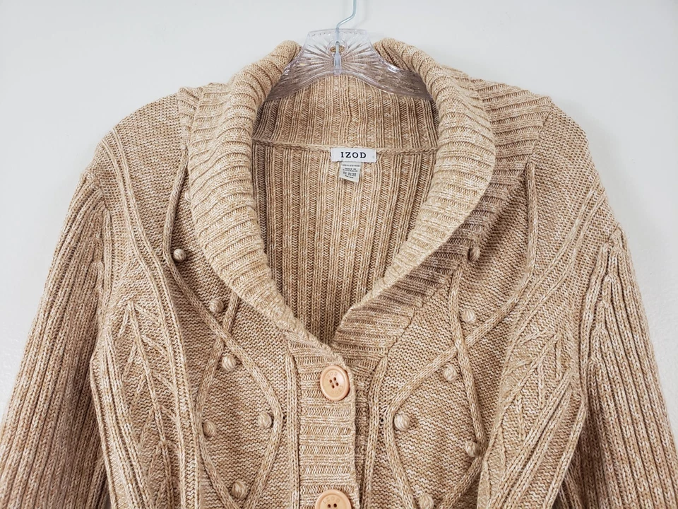 (Ju) De Colección Y2K IZOD Mujer Cárdigan Suéter Talla M Cable Tejido Cottagecore Boho Foto 2 de 4