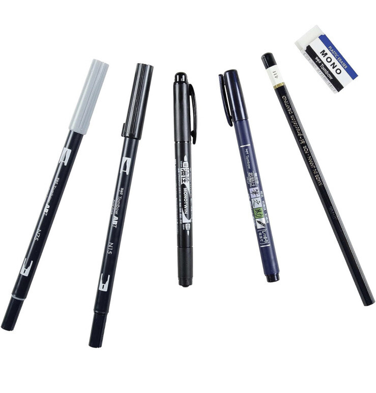 9 Tombow 56190 Beginner Lettering Set. Includes 9 Sets (Pack of 9), Black