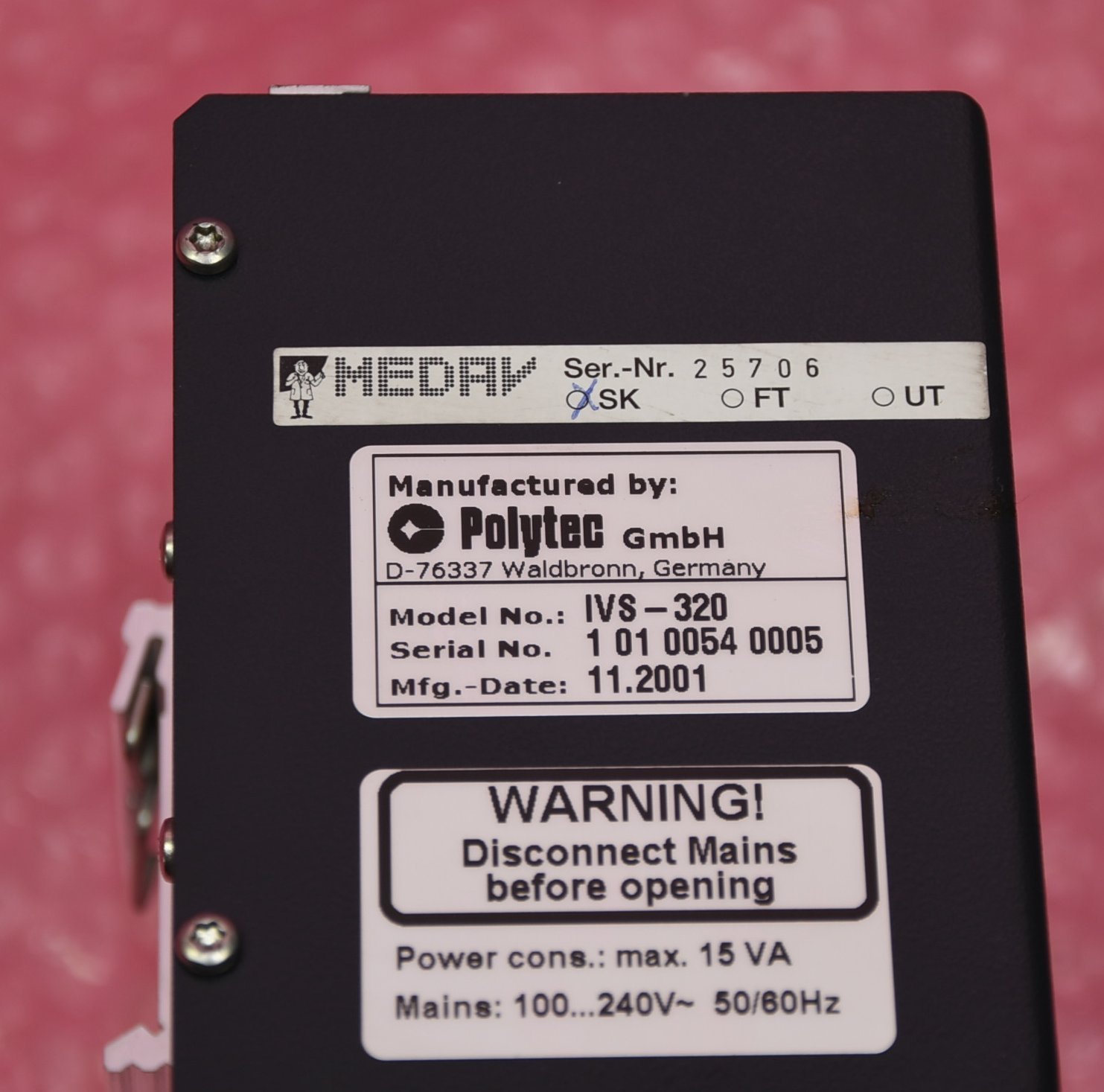 Polytec GmbH Industrial Vibration Sensor Connection Box Typ IVS320 eBay