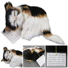 Realistic Calic Kitty Cat Kitten Real Rabbit Fur Closed Eyes Sleeping 5" Vtg NWT