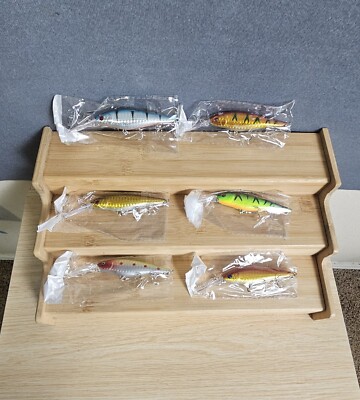 Lot 6 Top Water Crank Bait Surface Lures 4'' Long New Unused Floating Popper