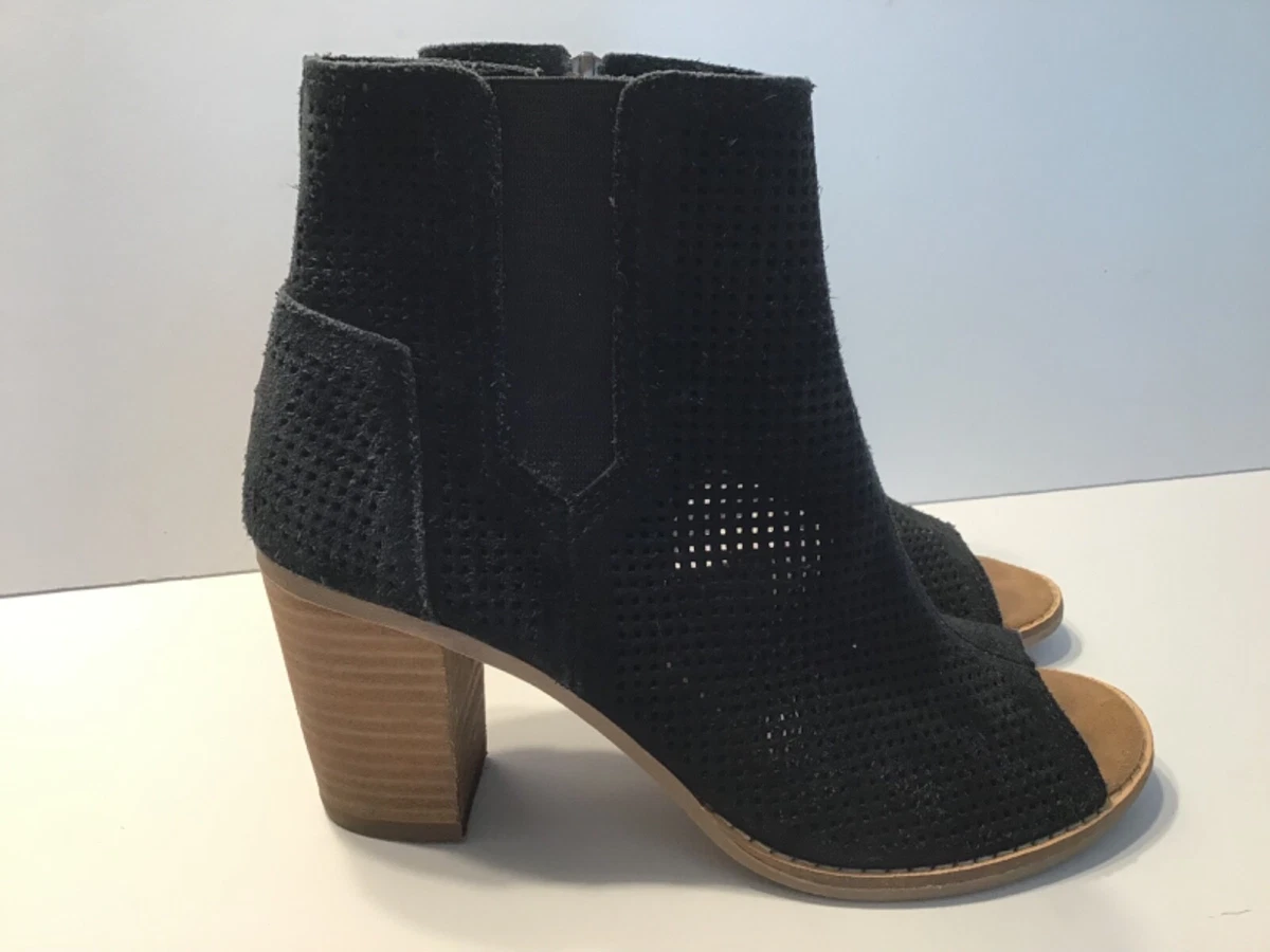 Toms peep clearance toe booties black