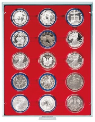 Lindner 2515 Coin Box Standard 15x 51 MM Round For Coins Up To Coin Capsules 45