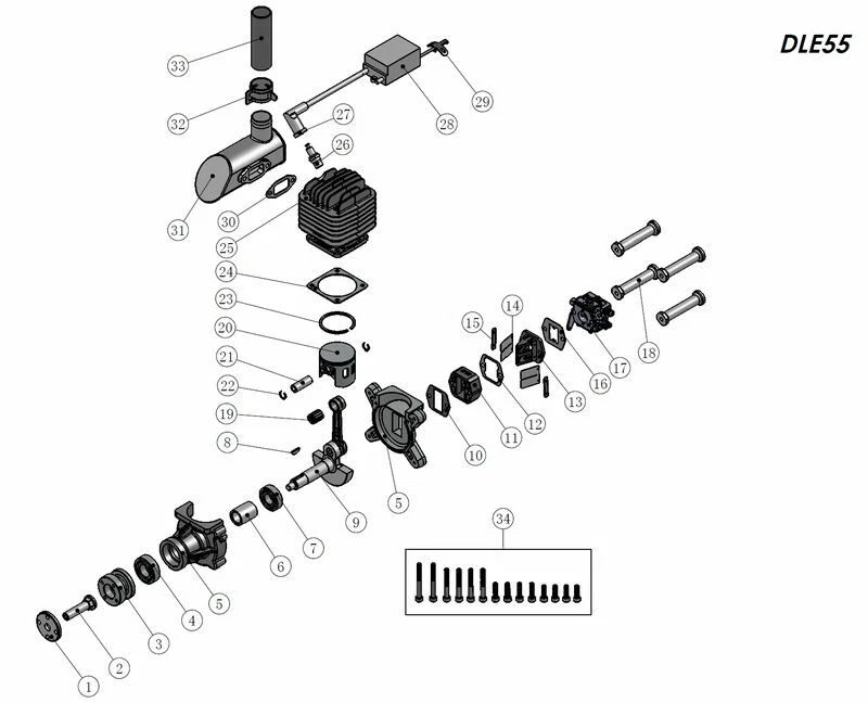 DLE55 RC Gas Engine Spare Parts DLE 55 DLE55RA Crankshaft w/ Connecting Rod - Image 2 of 4