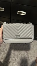 Victoria's Secret Pebbled Gray V-Quilt Street Shoulder Bag Chain Strap Purse