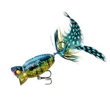 Hula Popper 2.0 Topwater Fishing Lure with Feathered Treble Hook and Blue Kill