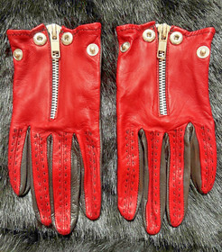 Vintage AGENT PROVOCATEUR Rare2Find Y2K Red/Black Leather Short Gloves Drive S/6