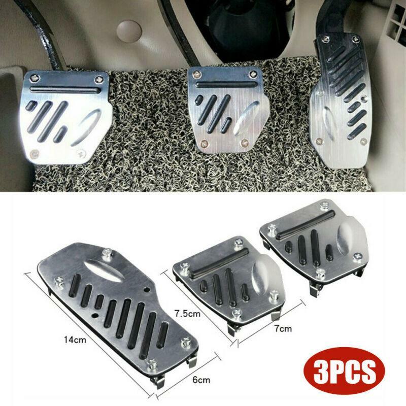 3PCS CNC Aluminum Car Accelerator Pedal Foot Pedals Pad Cover For Brake Clutch