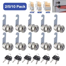 2/5/10 Pcs 3/4" 1" 1-1/8" Cabinet RV Cam Locks Keyed Alike Secure Drawer File US