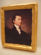 James Monroe American President Rare Gold Art Icon on Genuine Pine Wood Plaque