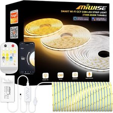 CCT COB LED Strip Light Tunable 20ft/6.1m Kit, 2700K-6500K White
