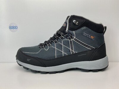 Herren Regatta Samaris Lite Mittel Wasserdicht Wandern Wanderschuhe Schwarz Grau UK 10