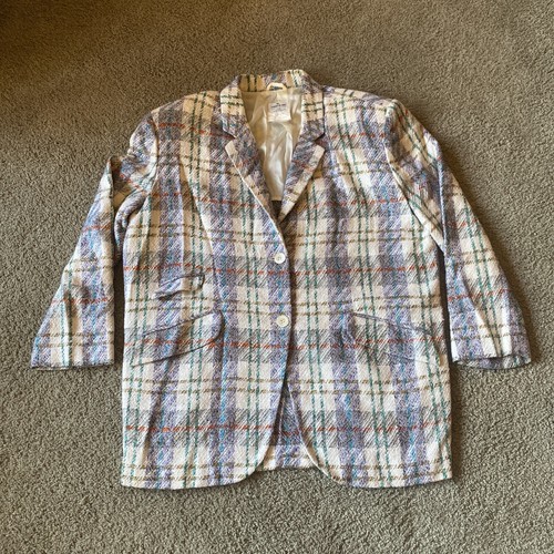 Cerruti 1881, Vintage Cerruti 1881 Women’s Blazer Coat Wool Silk Blend Made In France Plaid